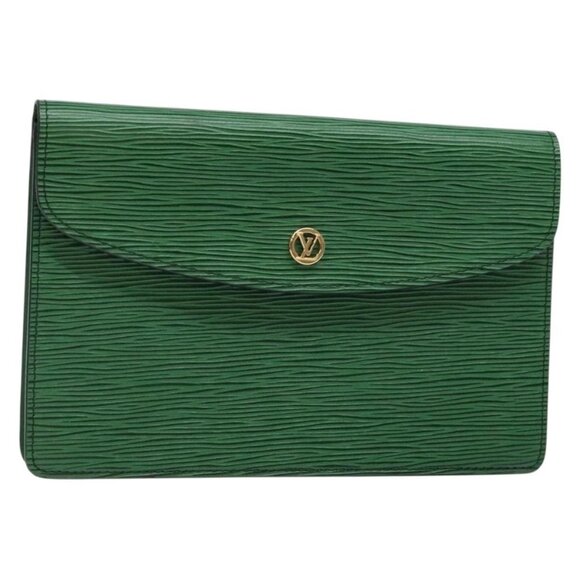 LOUIS VUITTON Epi Montaigne 23 Clutch Bag Green M52664 LV Auth 129609 - Picture 1 of 16